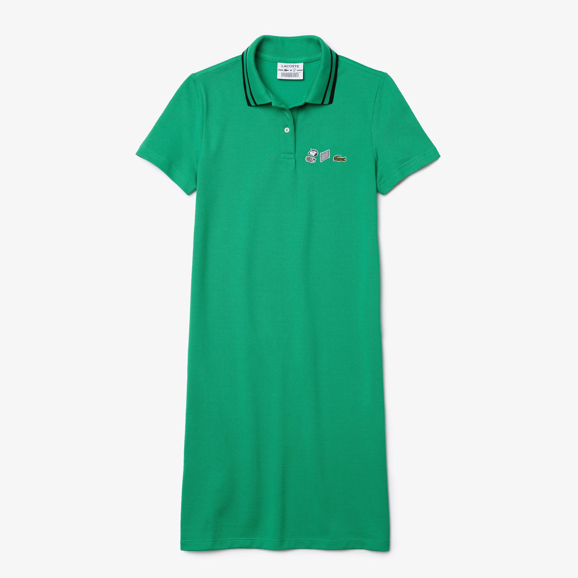 Lacoste X Peanuts Kadın Regular Fit Kısa Kollu Polo Yaka Yeşil Elbise. 6
