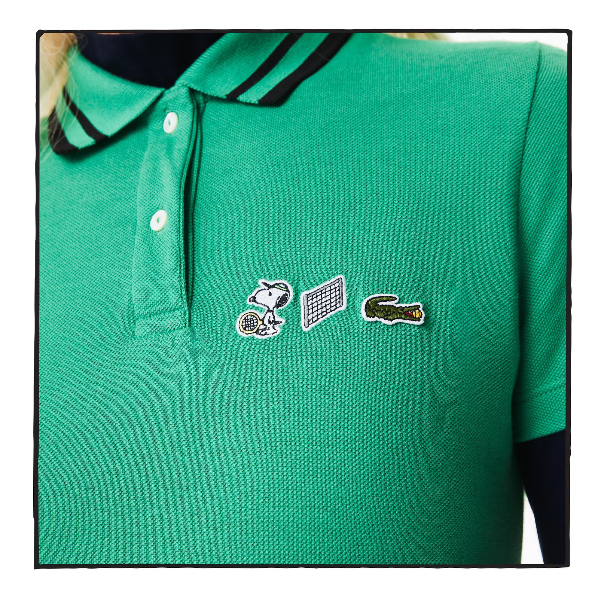 Lacoste X Peanuts Kadın Regular Fit Kısa Kollu Polo Yaka Yeşil Elbise. 5