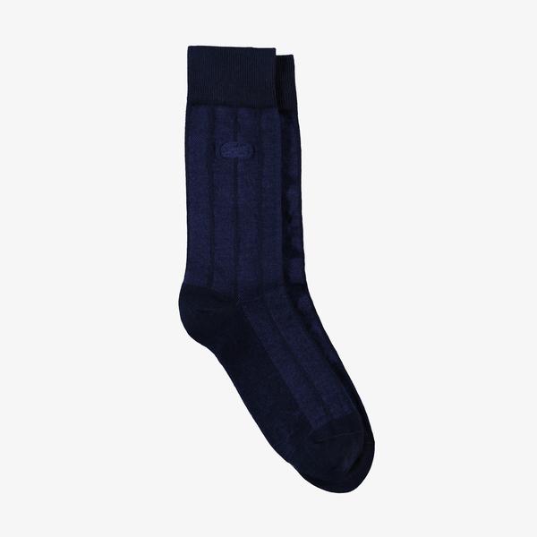 Lacoste Erkek Uzun Çizgili Lacivert Çorap