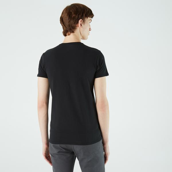 Lacoste Erkek Slim Fit V Yaka Siyah T-Shirt