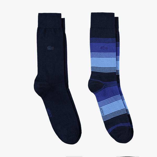 Lacoste Erkek Uzun Renk Bloklu 2'li Renkli Çorap