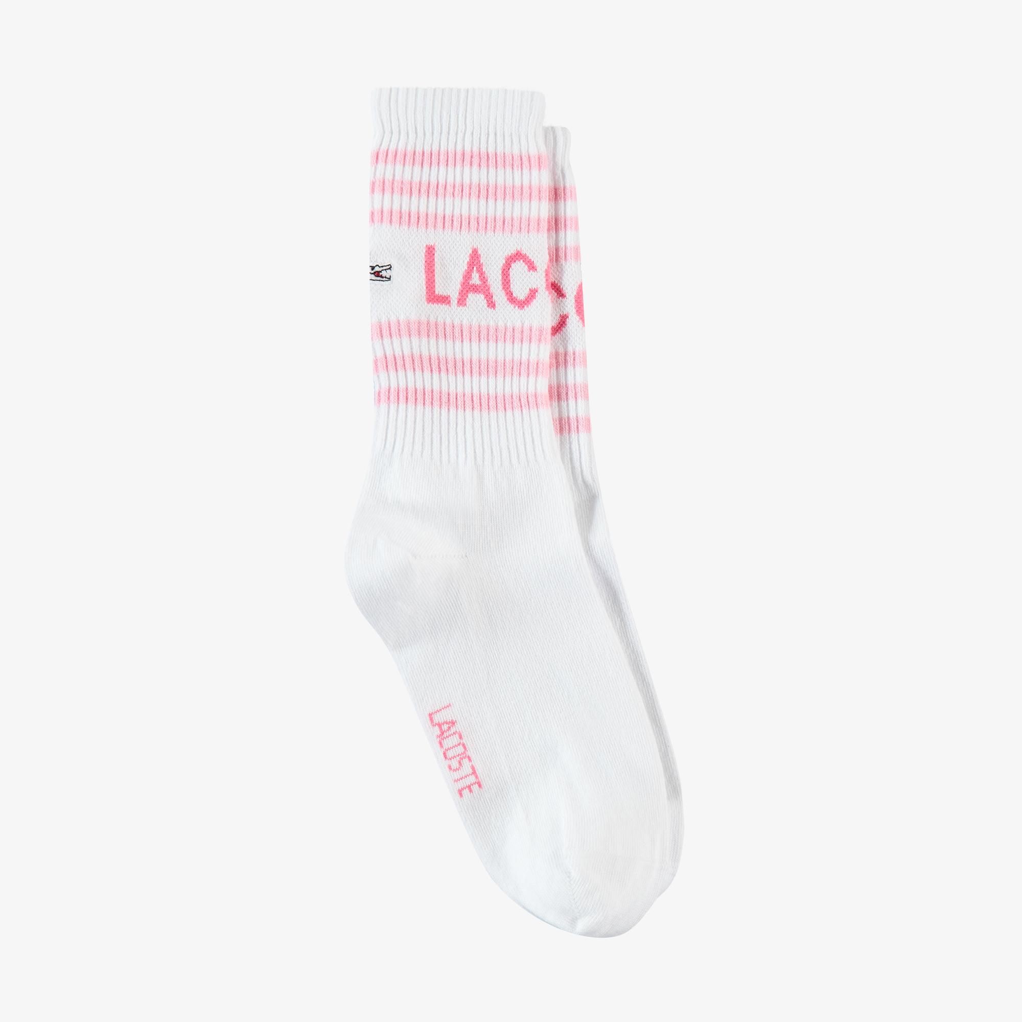 Lacoste Kadın Baskılı Beyaz Çorap. 2