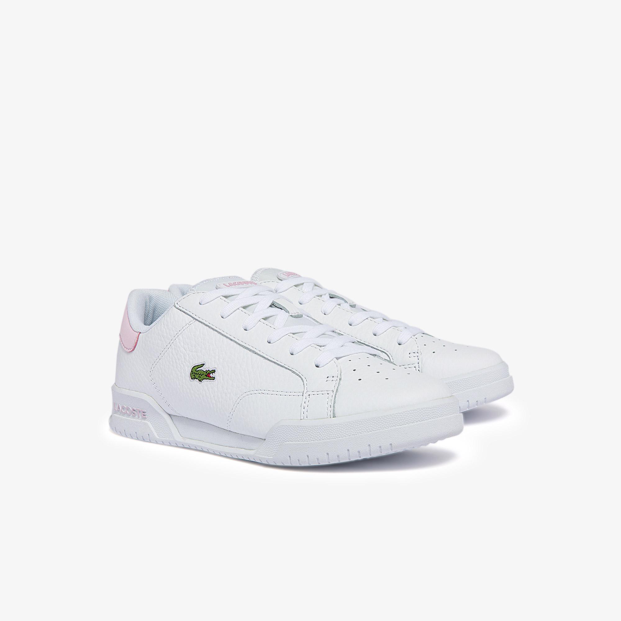 Lacoste SPORT Kadın Twin Serve Deri Açık Beyaz Sneaker. 1