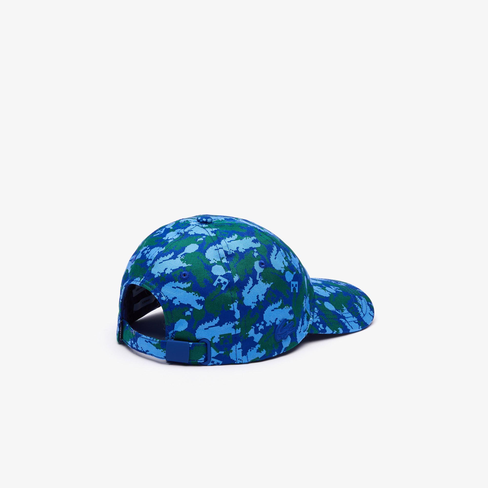 Lacoste X Minecraft Unisex Desenli Mavi Şapka. 5