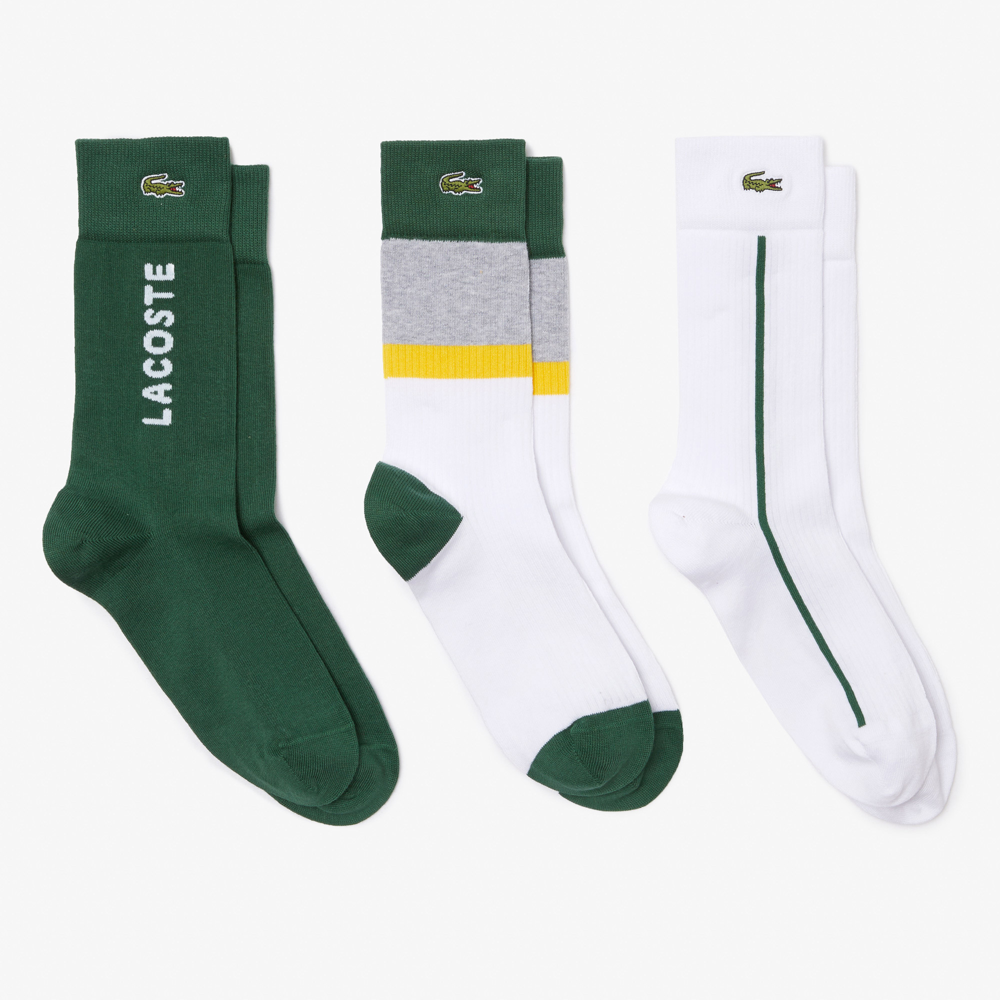 Lacoste Erkek Uzun Renk Bloklu 3'lü Yeşil Çorap. 1