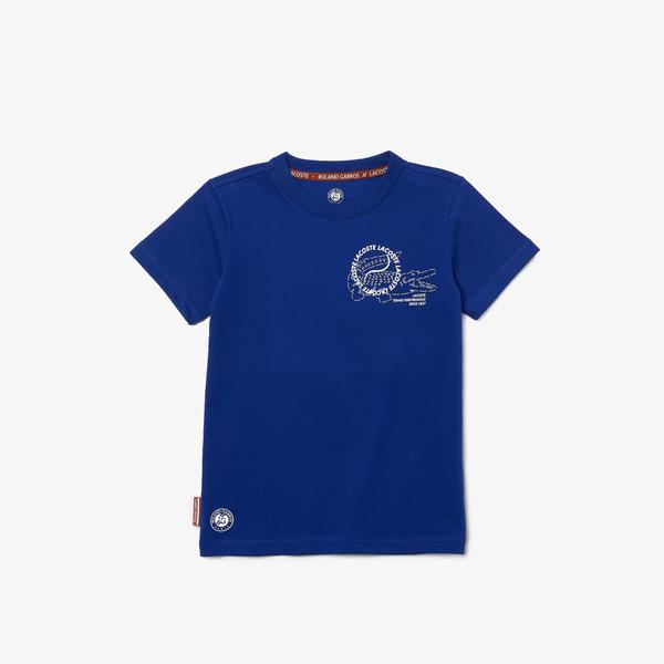 Lacoste Roland Garros Erkek Çocuk Bisiklet Yaka Baskılı Lacivert T-Shirt