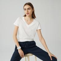 Lacoste Kadın Slim Fit V Yaka Mavi T-Shirt32B