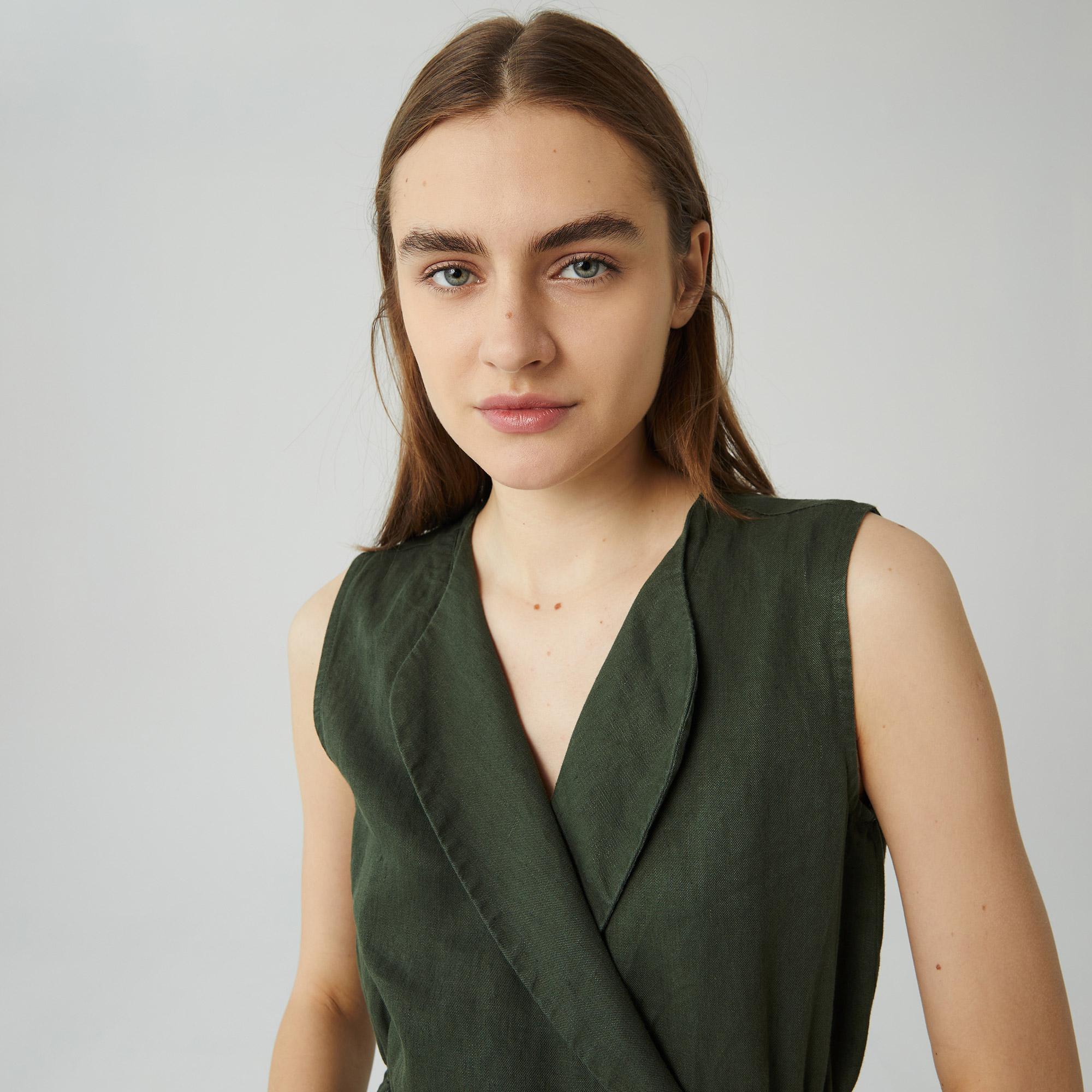Lacoste Kadın Regular Fit Kolsuz V Yaka Koyu Yeşil Elbise. 6