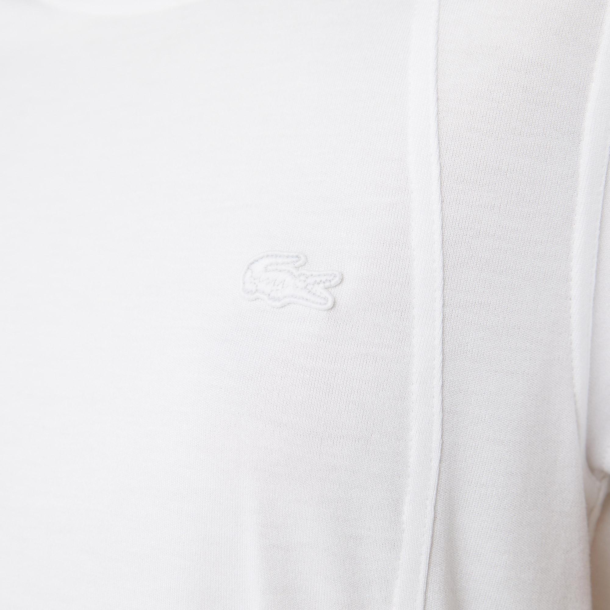 Lacoste Kadın Relaxed Fit Kayık Yaka Beyaz T-shirt. 7
