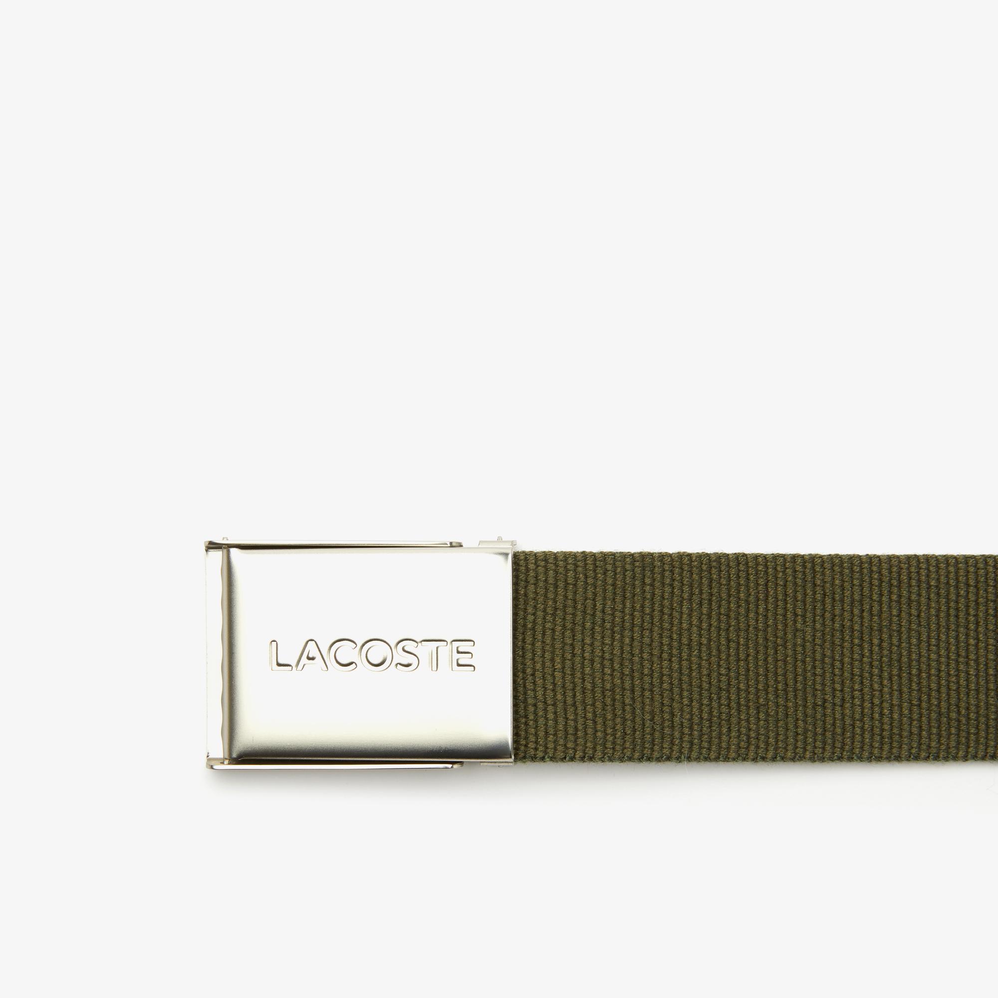 Lacoste Férfi Made in France gravírozott csatos, szövött öv. 2
