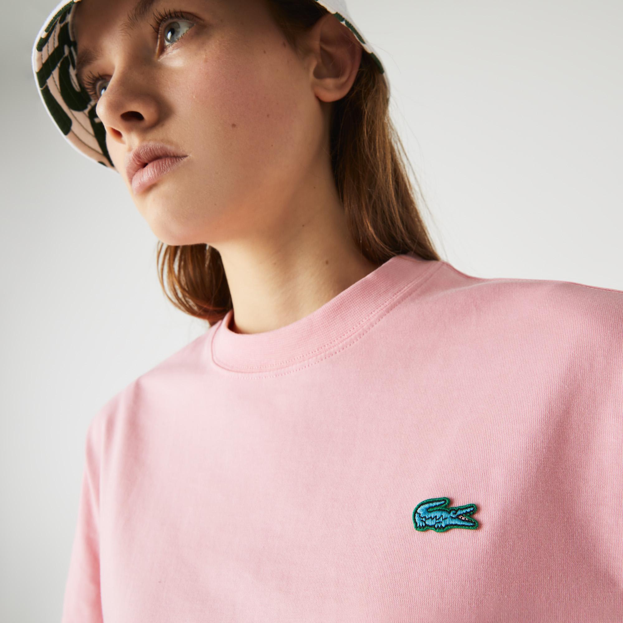 Lacoste L!VE Unisex Relaxed Fit Bisiklet Yaka Pembe T-Shirt. 6