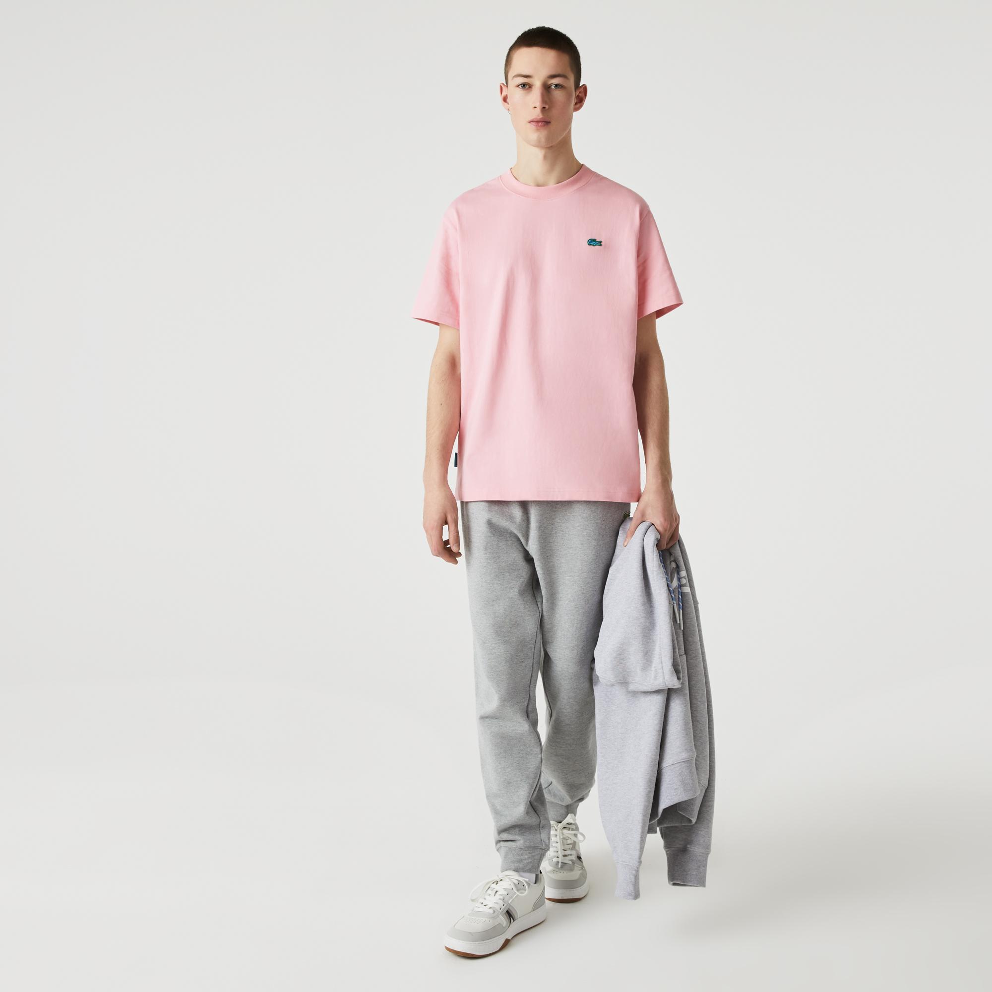 Lacoste L!VE Unisex Relaxed Fit Bisiklet Yaka Pembe T-Shirt. 7