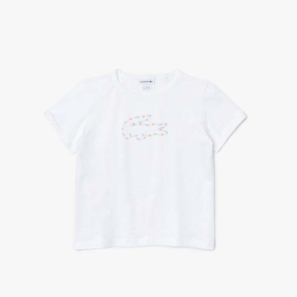 Lacoste Kız Çocuk Desenli T-Shirt