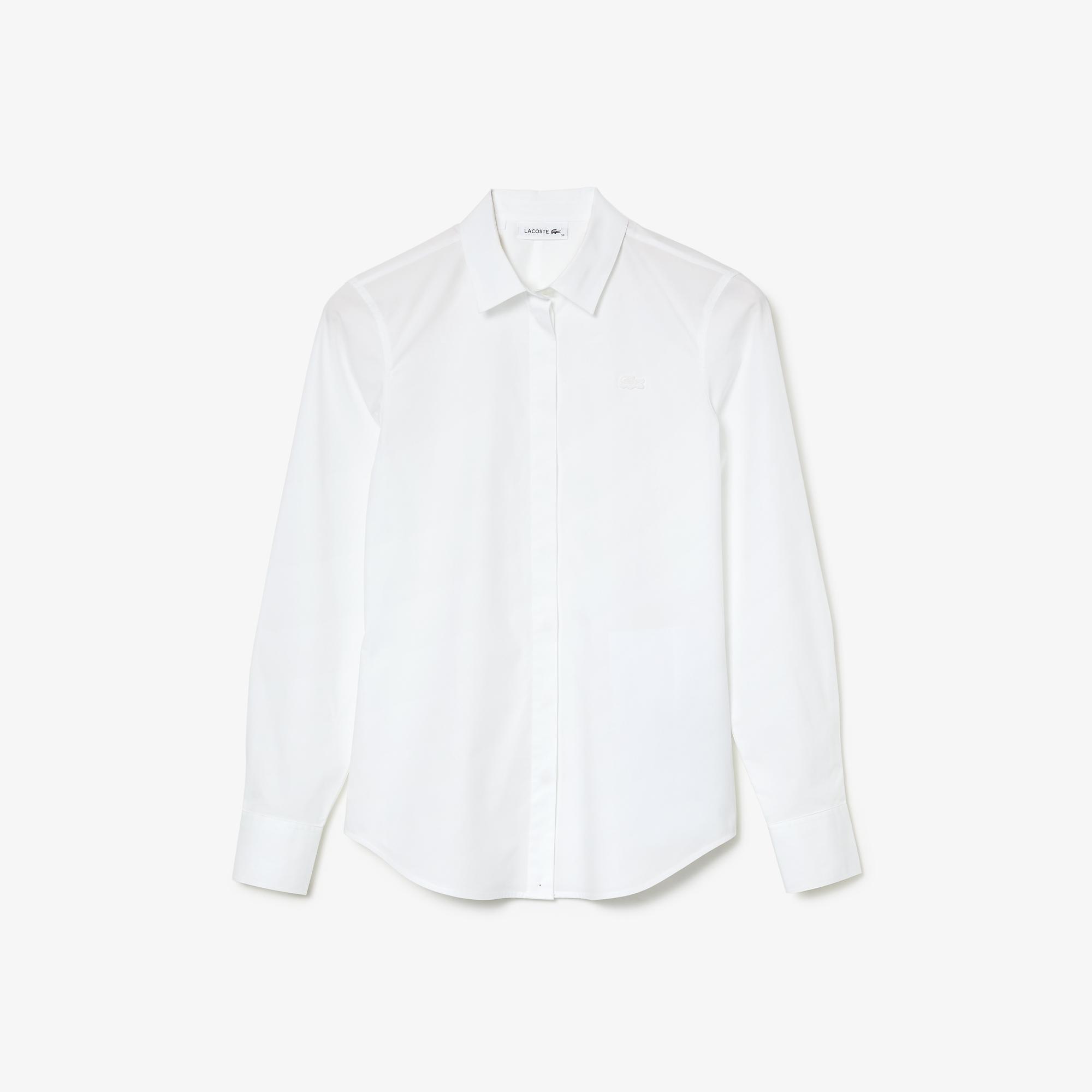 Lacoste Kadın Slim Fit Beyaz Gömlek. 5
