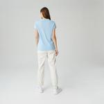 Lacoste Kadın Slim Fit V Yaka Mavi T-Shirt