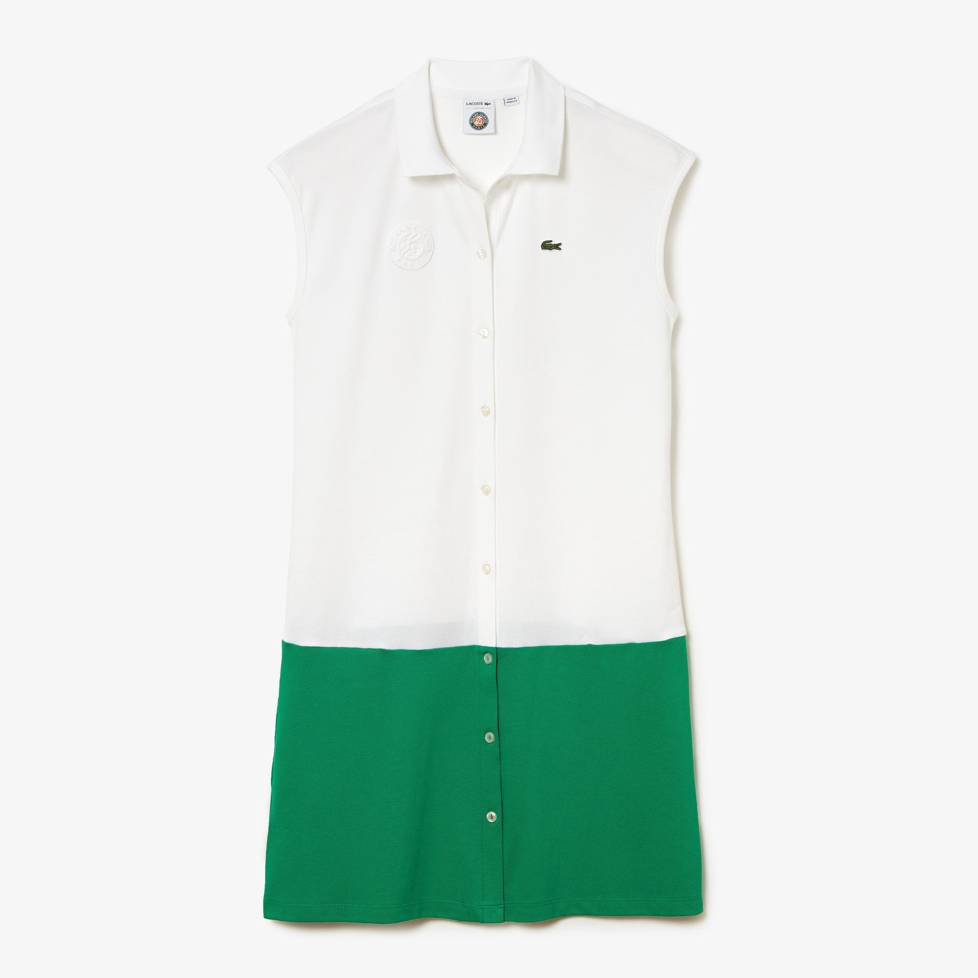 Lacoste Roland Garros Kadın Regular Fit Kolsuz Polo Yaka Yeşil Elbise. 5