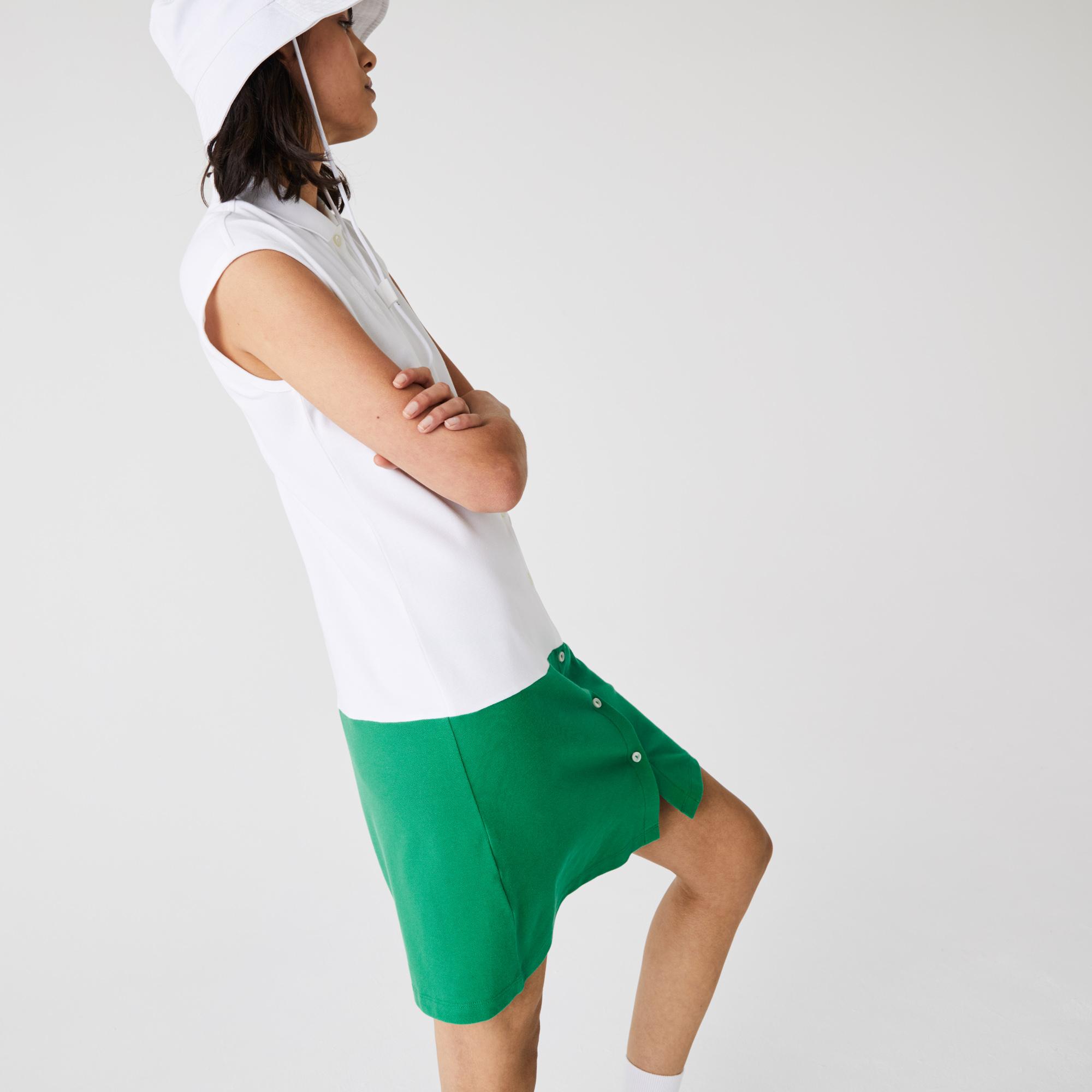 Lacoste Roland Garros Kadın Regular Fit Kolsuz Polo Yaka Yeşil Elbise. 6