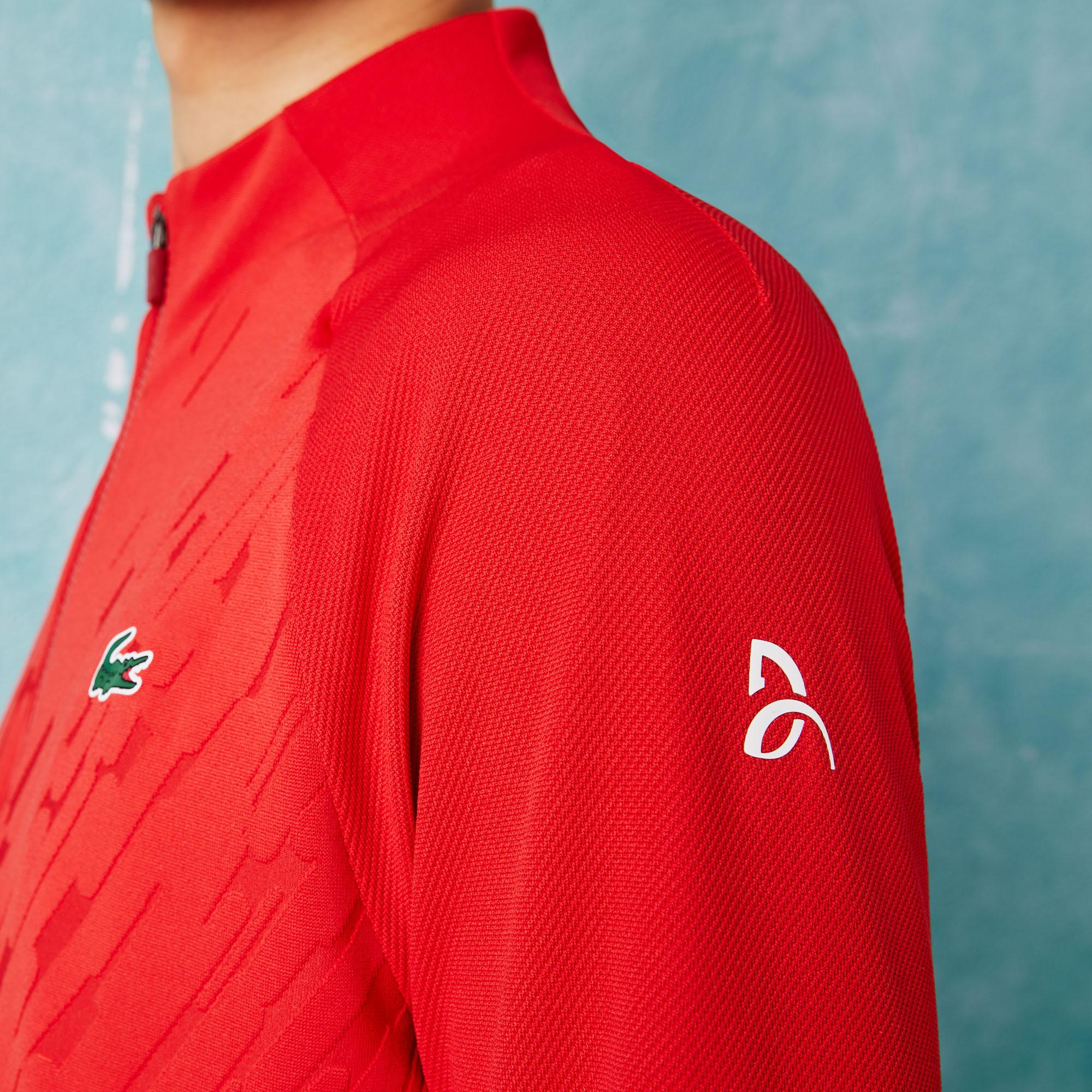 Lacoste SPORT x Novak Djokovic Erkek Regular Fit Fermuarlı Desenli Kırmızı Sweatshirt. 7