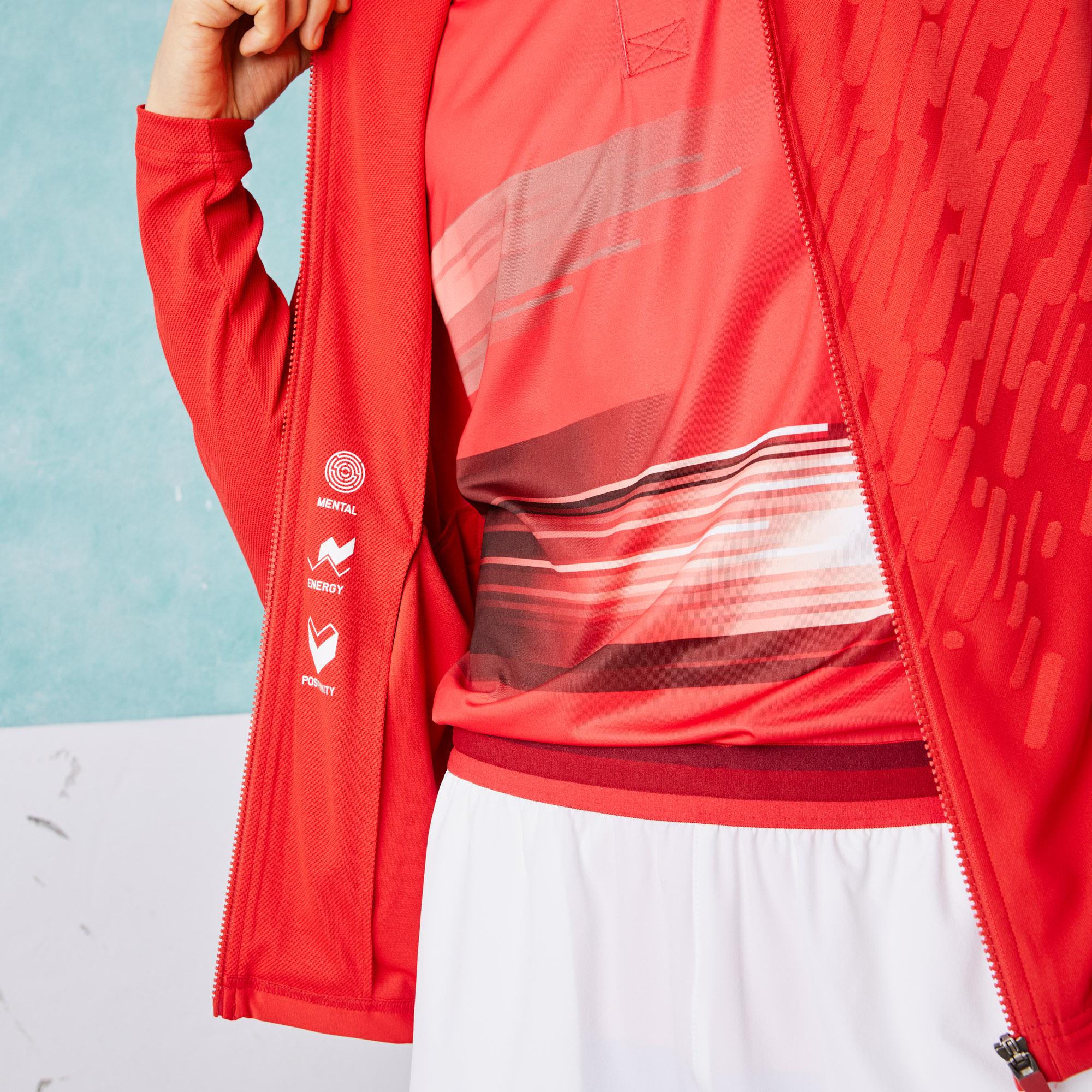Lacoste SPORT x Novak Djokovic Erkek Regular Fit Fermuarlı Desenli Kırmızı Sweatshirt. 8
