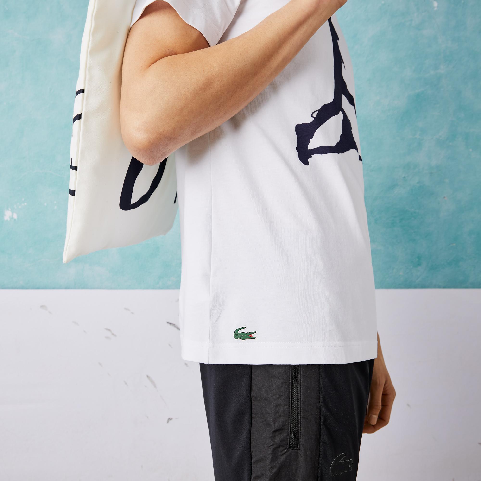 Lacoste SPORT x Novak Djokovic Erkek Regular Fit Bisiklet Yaka Baskılı Beyaz T-Shirt. 7