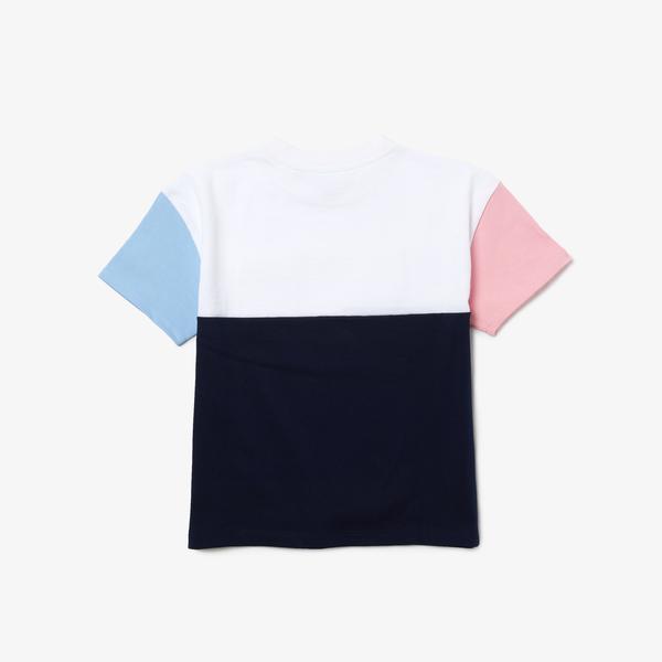 Lacoste Kız Çocuk Bisiklet Yaka Renk Bloklu Lacivert T-Shirt