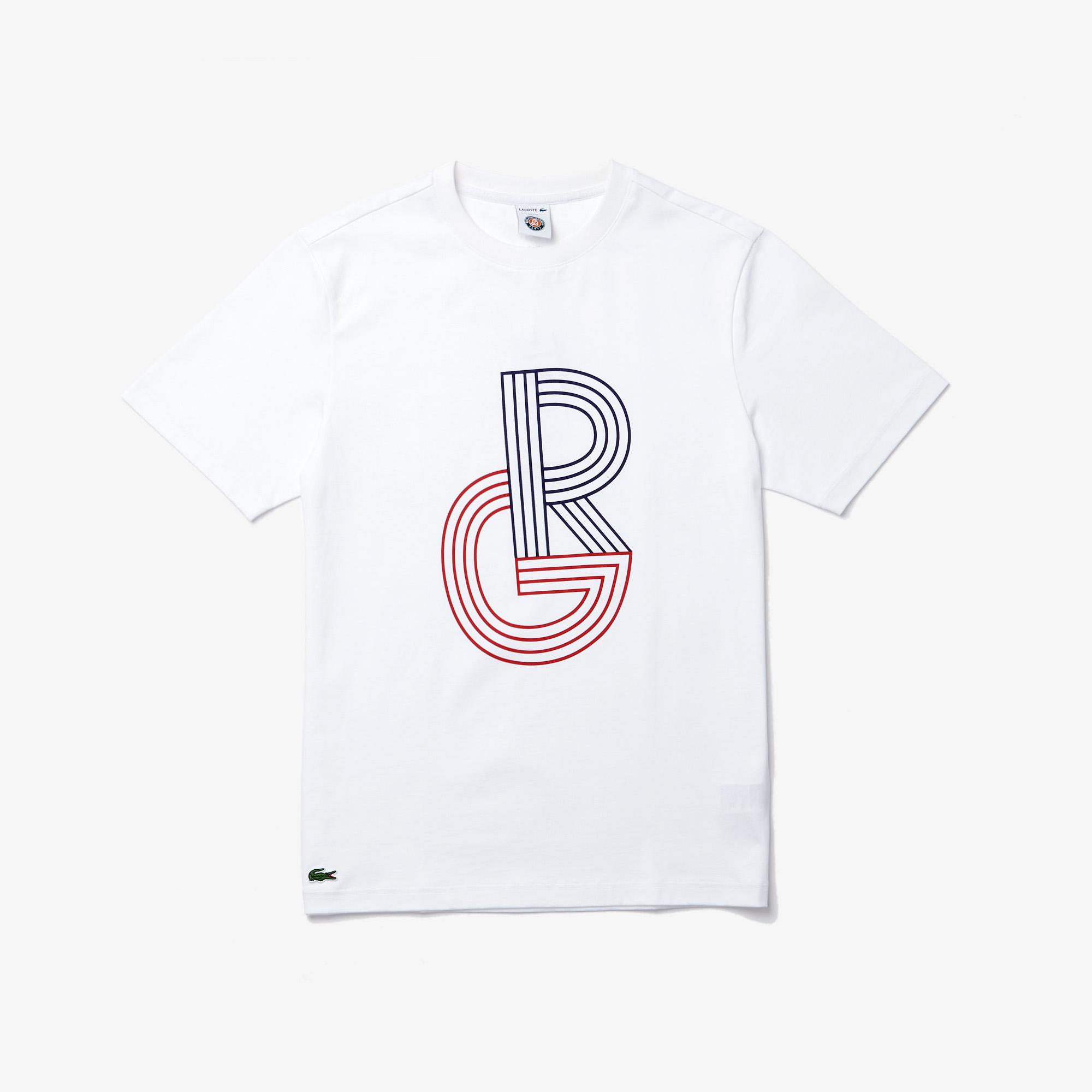 Lacoste Roland Garros Erkek Regular Fit Bisiklet Yaka Baskılı Beyaz T-Shirt. 6