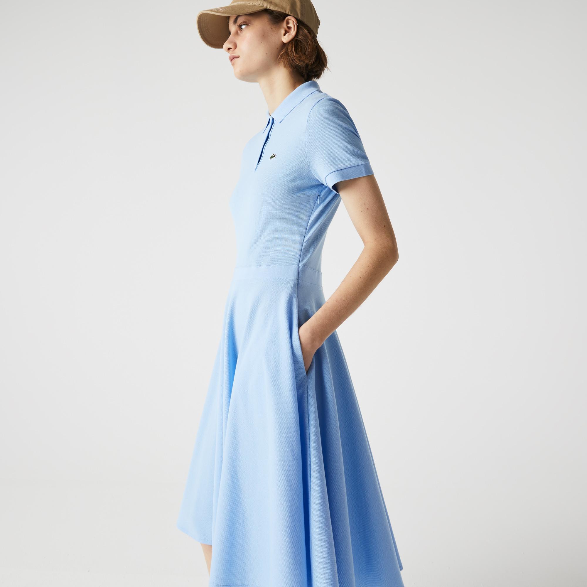 Lacoste Kadın Loose Fit Kısa Kollu Polo Yaka Mavi Elbise. 1