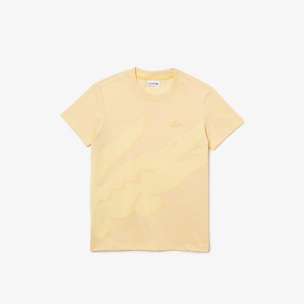 Lacoste Erkek Çocuk Bisiklet Yaka Baskılı Sarı T-Shirt