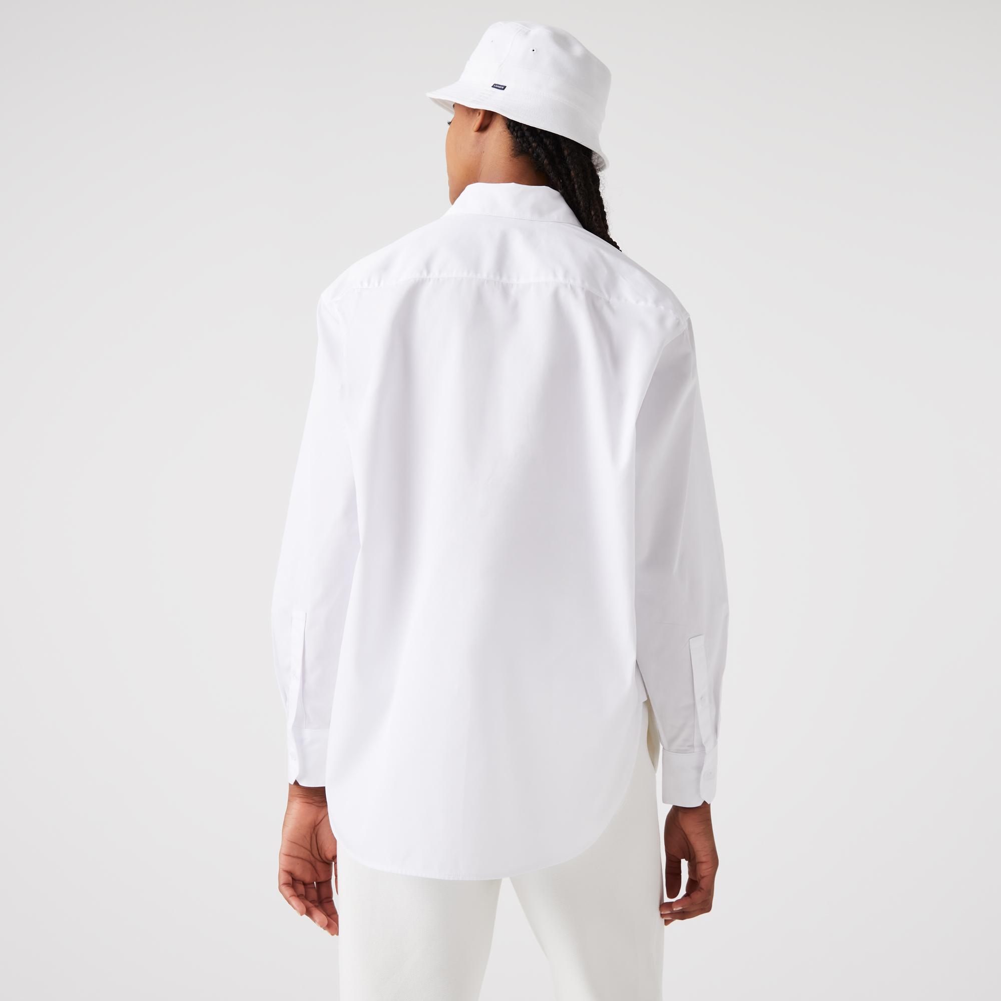 Lacoste Kadın Relaxed Fit Beyaz Gömlek. 4