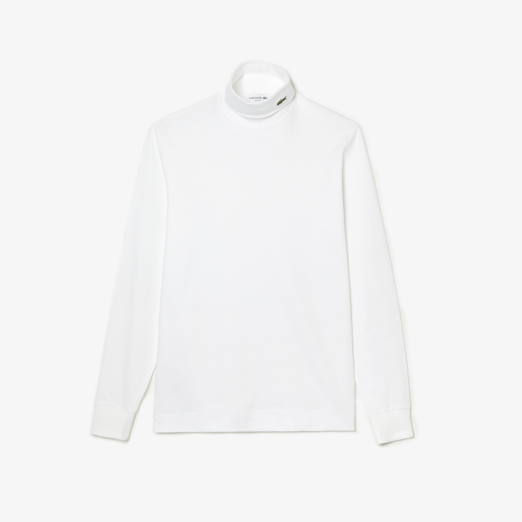 Lacoste Erkek Regular Fit Uzun Kollu Boğazlı Yaka Organik Pamuk Beyaz T-Shirt. 1